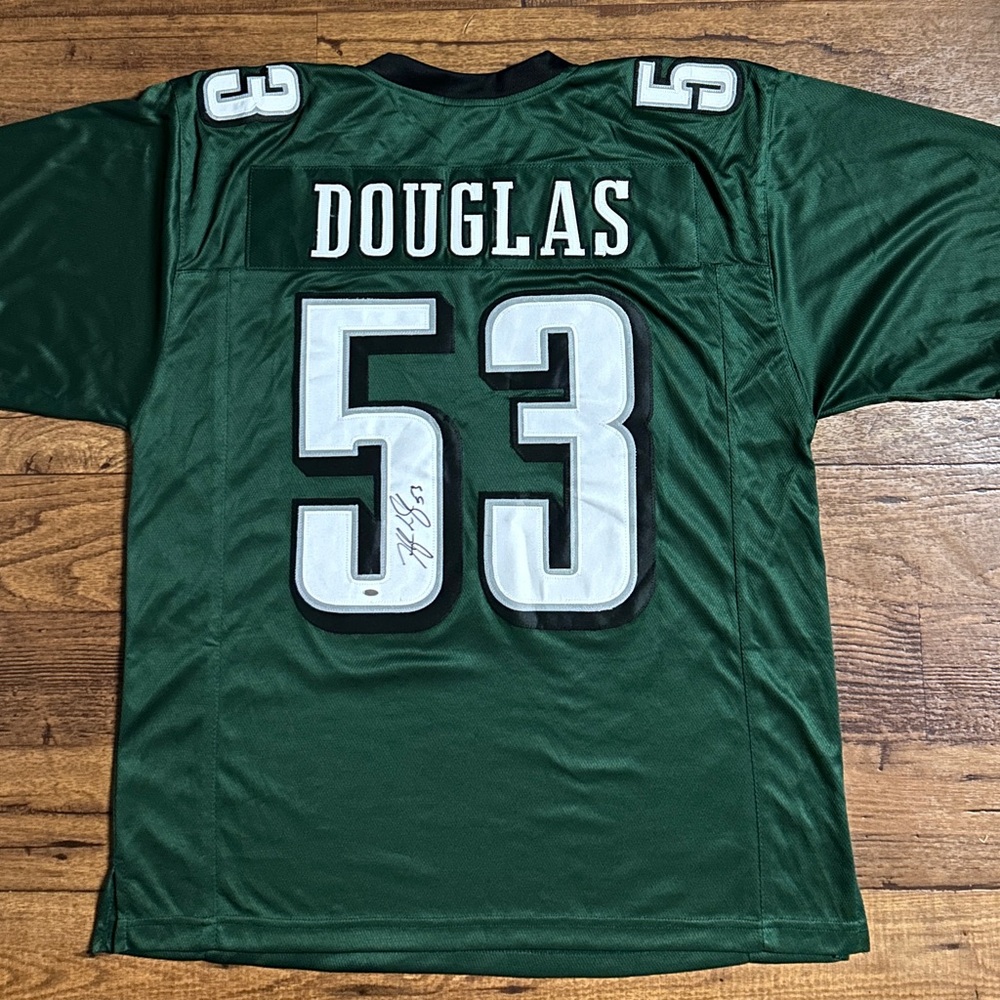 Philadelphia Eagles • X-Large • Green • Hugh Douglas • Signed • Jersey Shirt